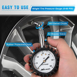 Nilight Tire Pressure Gauge 60PSI Heavy Duty Stainless Steel Air Chucks ANSI B40.1 Certified Large 2 Inch Dial Wheel Service Checker for Truck Semi Truck ATV Motorhome Cars & RV Accessories, view 4