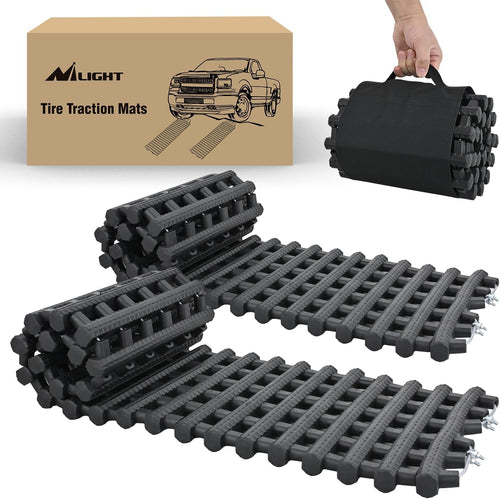 Nilight Tire Traction Mats, 7 Ton Heavy-Duty Recovery Tracks for Off-Road 4X4, SUV, Truck & Van in Snow, Mud, Ice & Sand, 39 Inch Portable Emergency Devices with Storage Bag (2 Pack)