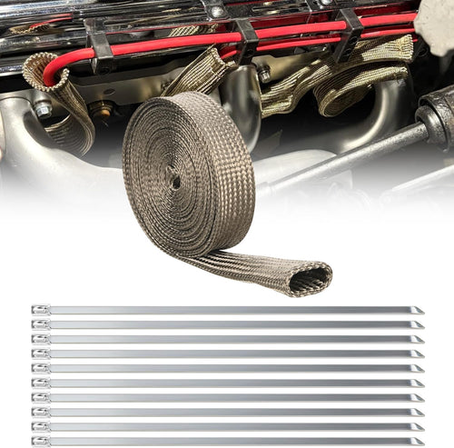 Nilight Titanium Spark Plug Wire Heat Shield Sleeve 1/2 Inch ID x 10 Inch | 3632°F Heat Protection Cover for Fuel Line, Wire Loom, Brake Cable & Diesel Heater Exhaust