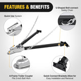 Nilight Tow Bar with Safety Chains, Coupler Fits 2-Inch Hitch Ball, 5500 lbs Towing Capacity, 41-in Opening Width, Bumper-Mounted Universal Towing Bar for RV, Car, Trailer, Truck, Alloy Steel, view 3