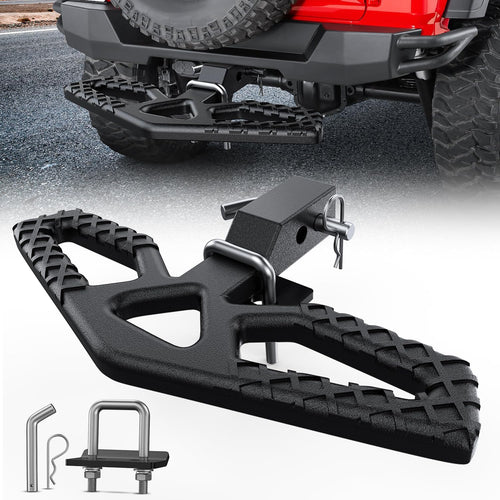 Nilight Tow Hitch Step Bar 2 Inch Receiver Bumper Guard Jeep Truck SUV Van | Rear Bumper Protector Heavy Duty Steel 350lbs Capacity Wide Non-Slip 5/8 Inch Pin Clip Anti-Rattle Stabilizer Rust-Resistant
