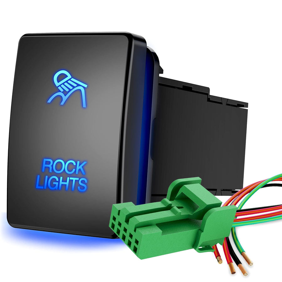 Nilight Toyota Rocker Lights Push Button Square Switch 12V ON Off Switch with Connector Wire Kit