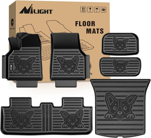 Nilight TPE Floor Mats & Cargo Mats Set for Tesla Model Y (5 Seat only) | 2021 2022 2023 2024 2025 All Weather Custom Fit Heavy Duty Floor Liners