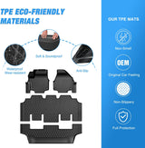 Nilight TPE Floor Mats for Chrysler Pacifica 2017 2018 2019 2020 2021 2022 2023 2024 2025 2026 (Not Hybrid) All Weather Custom Fit Heavy Duty Floor Liners, view 3