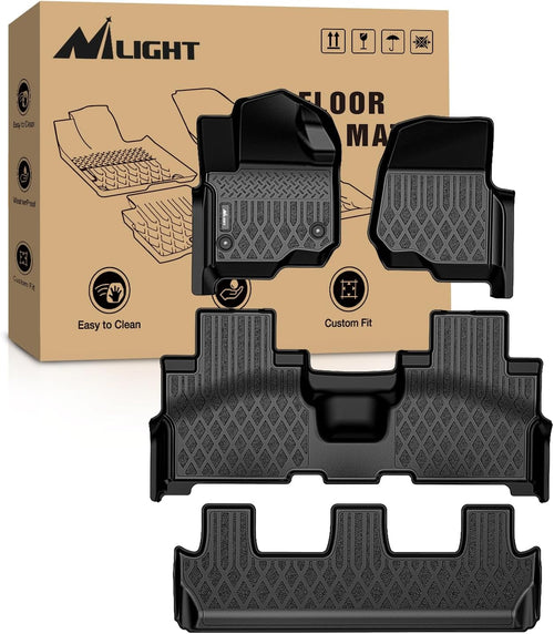 Nilight TPE Floor Mats for Ford Expedition & Max Bench Seat 2018 2019 2020 2021 2022 2023 2024 2025 All Weather Custom Fit Heavy Duty Floor Liners