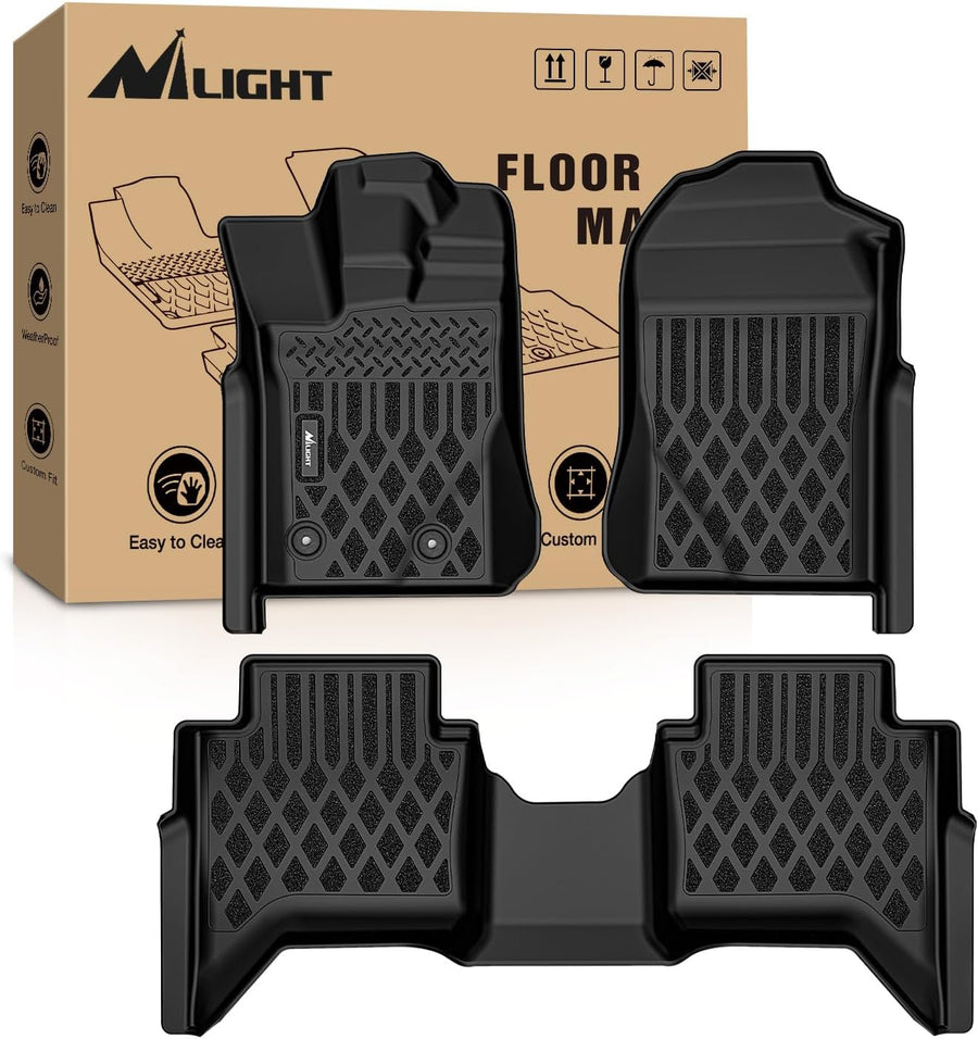 Nilight TPE Floor Mats for Ford Ranger SuperCrew Cab 2024 2025 2026 | All Weather Custom Fit Heavy Duty Floor Liners