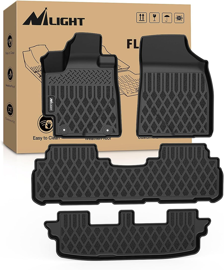 Nilight TPE Floor Mats for Toyota Highlander (Not for Hybrid) 2008 2009 2010 2011 2012 2013 All Weather Custom Fit Heavy Duty Floor Liners