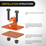 Nilight Tractor Bucket Grab Hook 3/8 Inch Orange (Pair), view 4