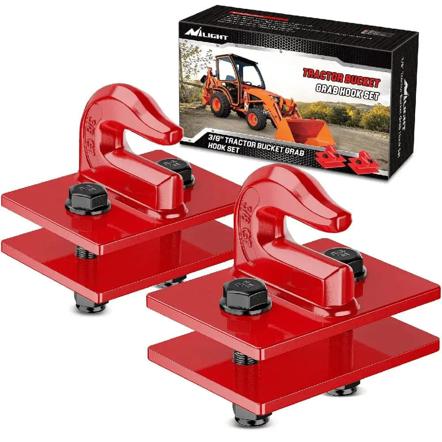 Nilight Tractor Bucket Grab Hook 3/8 Inch Red (Pair)