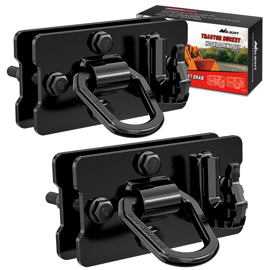 Nilight Tractor Bucket Hooks with Tie Down Ring Black (Pair)