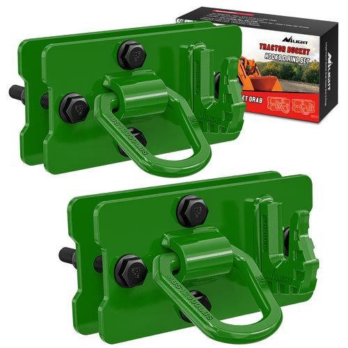 Nilight Tractor Bucket Hooks with Tie Down Ring Green (Pair)