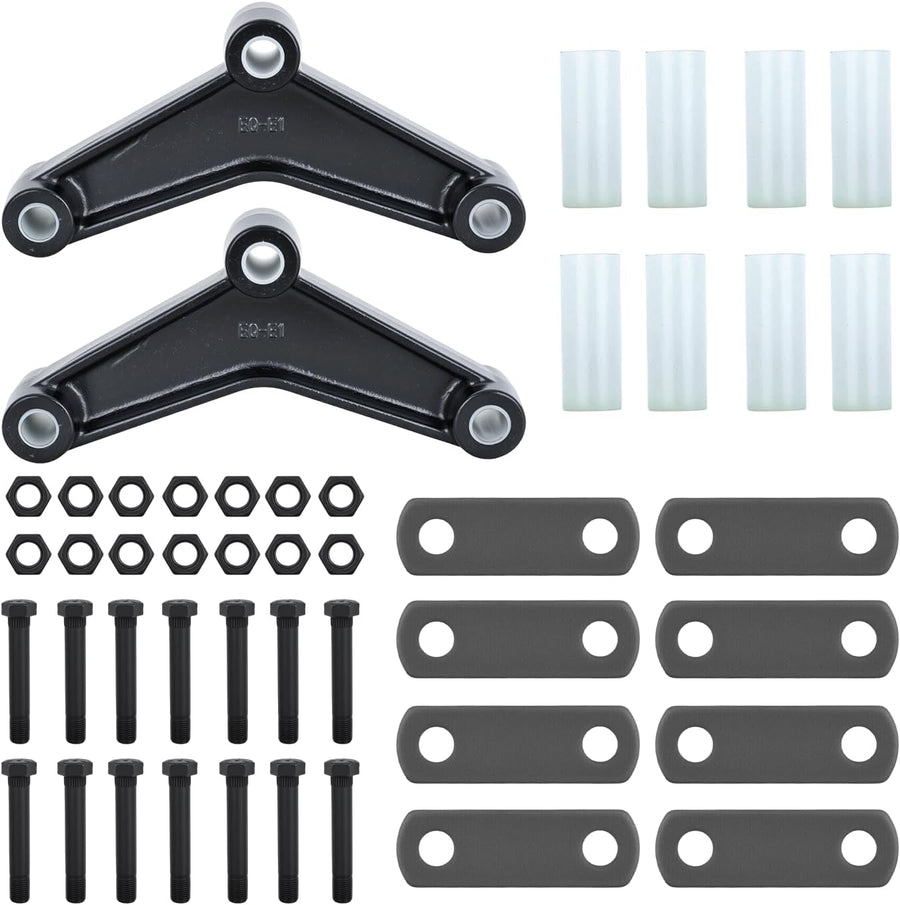 Nilight Trailer Axle Equalizer Shackle Kit Double Eye Springs Suspension | Fits 3500 to 5200 lbs Axles Dual Stage Anti Rust Coating includes Nylon Bushings Bolts Nuts Straps Repair Parts Black