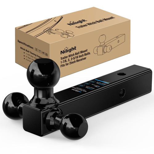 Nilight Trailer Hitch Ball Mount, 1-7/8 Inch, 2 Inch, 2-5/16 Inch Balls, Fits 2 Inch Square Receiver, 10,000 lbs (25% OFF Final Checkout)