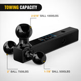 Nilight Trailer Hitch Ball Mount, 1-7/8 Inch, 2 Inch, 2-5/16 Inch Balls, Fits 2 Inch Square Receiver, 10,000 lbs, view 4