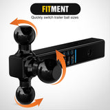 Nilight Trailer Hitch Ball Mount, 1-7/8 Inch, 2 Inch, 2-5/16 Inch Balls, Fits 2 Inch Square Receiver, 10,000 lbs, view 6