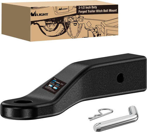 Nilight Trailer Hitch Ball Mount Fits 2-1/2 Inch Receiver Square | with 5/8 Inch Hitch Pin Clip 15000 lbs 2 Inch Drop 1/2 Inch Rise, 1-1/4-Inch Hole, Gloss Black Powder Coat