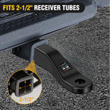 Nilight Trailer Hitch Ball Mount Fits 2-1/2 Inch Receiver Square | with 5/8 Inch Hitch Pin Clip 15000 lbs 2 Inch Drop 1/2 Inch Rise, 1-1/4-Inch Hole, Gloss Black Powder Coat, view 5