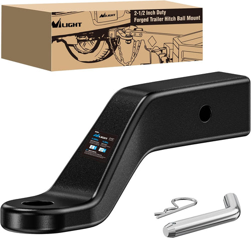 Nilight Trailer Hitch Ball Mount Fits 2-1/2 Inch Receiver Square | with 5/8 Inch Hitch Pin Clip 15000 lbs 4 Inch Drop, 2-1/2 Inch Rise, 1-1/4-Inch Hole, Gloss Black Powder Coat