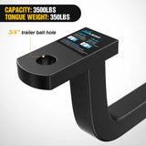 Nilight Trailer Hitch Ball Mount with 1/2in Hitch Pin Clip Fits 1-1/4in Receiver 3,500 lbs 3/4in Hole 5in Rise, view 6