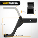 Nilight Trailer Hitch Ball Mount with 5/8 Inch Hitch Pin Clip Fits 2 Inch Receiver Square 7500 lbs 10 Inch Drop 9 Inch Rise 1 Inch Hole Gloss Black Powder Coat, view 2