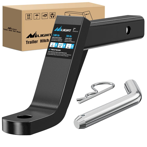 Nilight Trailer Hitch Ball Mount with 5/8in Hitch Pin Clip Fits 2In Receiver Square 6in Drop 4-3/4in Rise 1in Hole Gloss Black Powder Coat