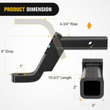 Nilight Trailer Hitch Ball Mount with 5/8in Hitch Pin Clip Fits 2In Receiver Square 6in Drop 4-3/4in Rise 1in Hole Gloss Black Powder Coat, view 2