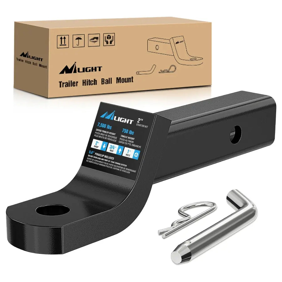 Nilight Trailer Hitch Ball Mount with 5/8in Hitch Pin Clip Fits 2in Receiver Square 7500 lbs 2in Drop 3/4in Rise