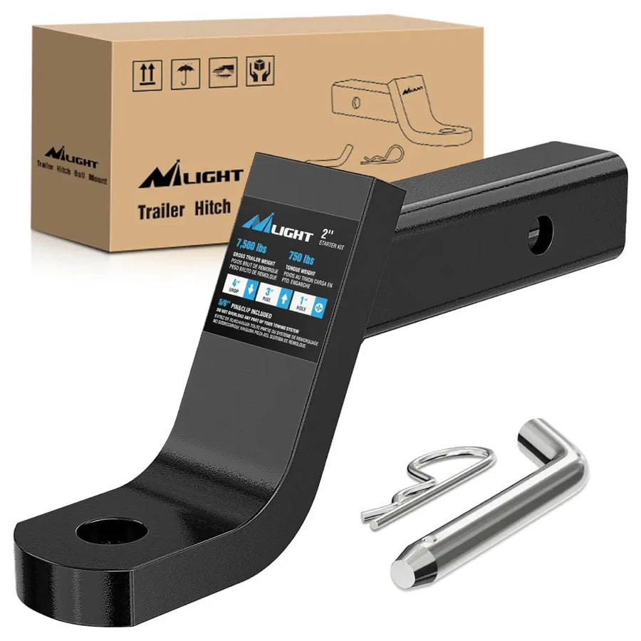 Nilight Trailer Hitch Ball Mount with 5/8in Hitch Pin Clip Fits 2in Receiver Square 7500 lbs 4in Drop 3in Rise