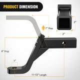 Nilight Trailer Hitch Ball Mount with 5/8Inch Hitch Pin Clip Fits 2 Inch Receiver Square 7500 lbs 8Inch Drop 7Inch Rise 1Inch Hole Gloss Black Powder Coast, view 2