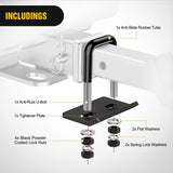 Nilight Trailer Hitch Extender 7 Inch Extension Length with Hitchs Tightener Anti Rattle Stabilizer for 2 Inch Receiver with 5/8 Inch Bolt Nut Clip 3,500 lbs GTW Matte Black (25% OFF Final Checkout), view 5