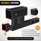 Nilight Trailer Hitch Extender Adapt 1-1/4 Inch to 2 Inch Receiver, 4-1/4 Inch Rise or Drop with Bolt Nut Clip 350 lbs TW Adjustable Extend 7.5 Inch and 9.5 Inch Length Matte Black Powder Coated, view 4