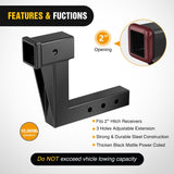 Nilight Trailer Hitch Extension Riser for 2 Inch Receiver with 8 Inch Rise or Drop with Bolt Nut Clip 10,000 lbs Capacity Adjustable Extend 4.7 Inch 6.7 Inch 8.6 Inch Length Black Coated for Class I-VI Receivers, view 5