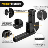 Nilight Trailer Hitch Folding Extender Mount Shank 16.54 Inch Compatible with Wheelchair Cargo Carrier Adapter for 2 Inch Receiver Trailer Hitch 500lbs Black Powder Coated, view 6