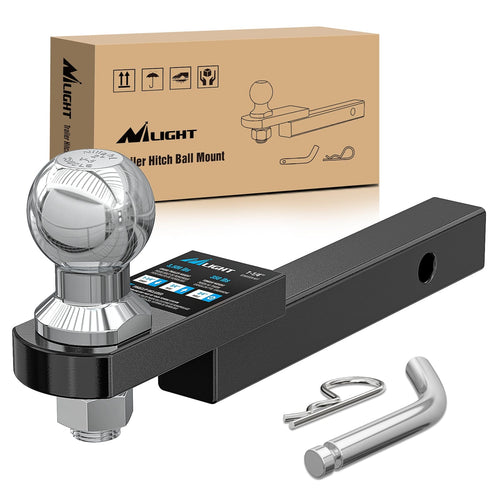 Nilight Trailer Hitch Mount 2In Trailer Ball 1/2In Hitch Pin Clip Fits 1-1/4In Receiver Tubes 1-1/4In Drop 3/4In Rise