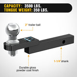 Nilight Trailer Hitch Mount 2In Trailer Ball 1/2In Hitch Pin Clip Fits 1-1/4In Receiver Tubes 1-1/4In Drop 3/4In Rise, view 3