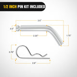 Nilight Trailer Hitch Mount 2In Trailer Ball 1/2In Hitch Pin Clip Fits 1-1/4In Receiver Tubes 1-1/4In Drop 3/4In Rise, view 5