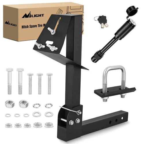 Nilight Trailer Hitch Spare Tire Carrier Adjustable Hitch Spare Tire Mount for Truck SUV ATV UTV for 2 Inch Receiver Fits 5 & 6 Lugs Trailer Wheels