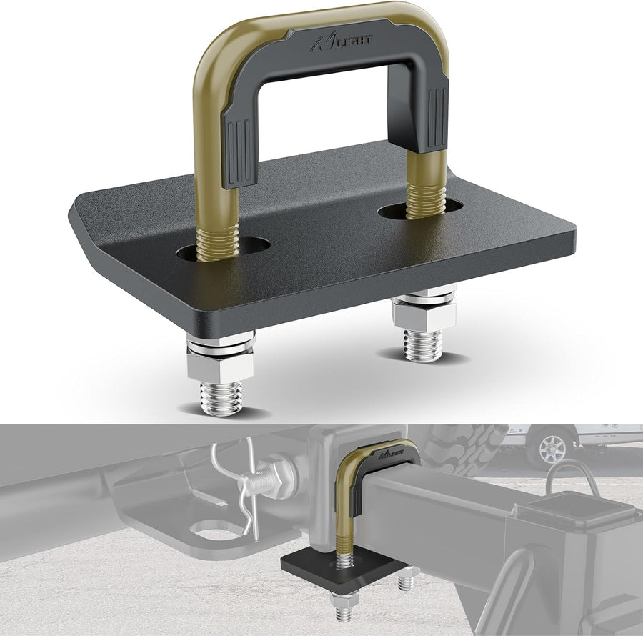Nilight Trailer Hitch Tightener for 2 Inch Trailers Hitches Mount Anti Rattle Heavy Duty Steel with Rubber Cover Bronze U Bolt Matte Black Plate Electrophoresis Anti-Rust Triple Protective