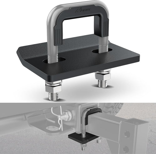 Nilight Trailer Hitch Tightener for 2 Inch Trailers Hitches Mount Anti Rattle Heavy Duty Steel with Rubber Cover Gray U Bolt Matte Black Plate Electrophoresis Anti-Rust Triple Protective