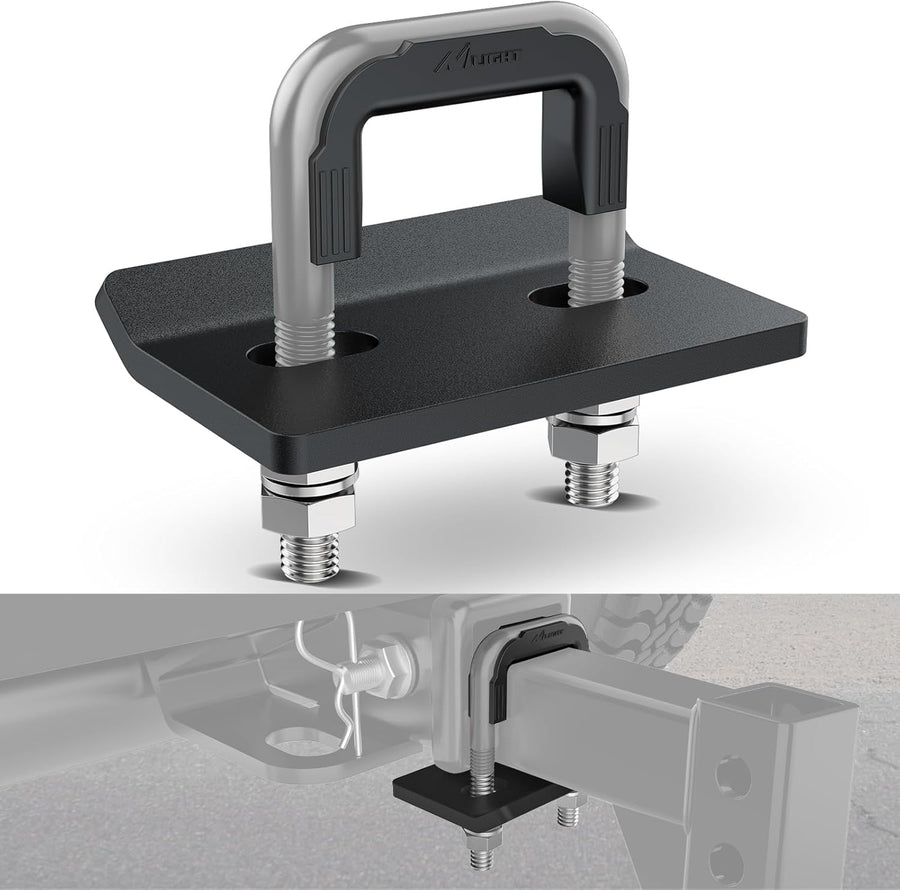 Nilight Trailer Hitch Tightener for 2 Inch Trailers Hitches Mount Anti Rattle Heavy Duty Steel with Rubber Cover Gray U Bolt Matte Black Plate Electrophoresis Anti-Rust Triple Protective