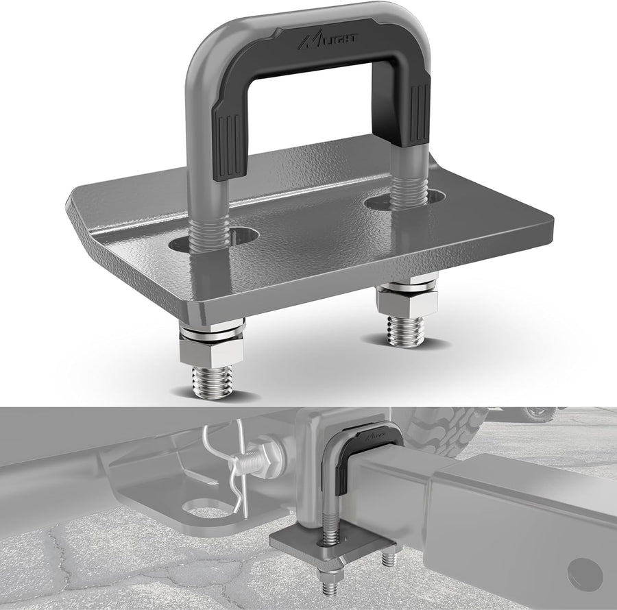 Nilight Trailer Hitch Tightener for 2 Inch Trailers Hitches Mount Anti Rattle Heavy Duty Steel with Rubber Cover Grey U Bolt Glossy Coating Plate Electrophoresis Anti-Rust Triple Protective