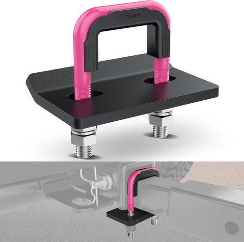 Nilight Trailer Hitch Tightener for 2 Inch Trailers Hitches Mount Anti Rattle Heavy Duty Steel with Rubber Cover Hot Pink U Bolt Matte Black Plate Electrophoresis Anti-Rust Triple Protective