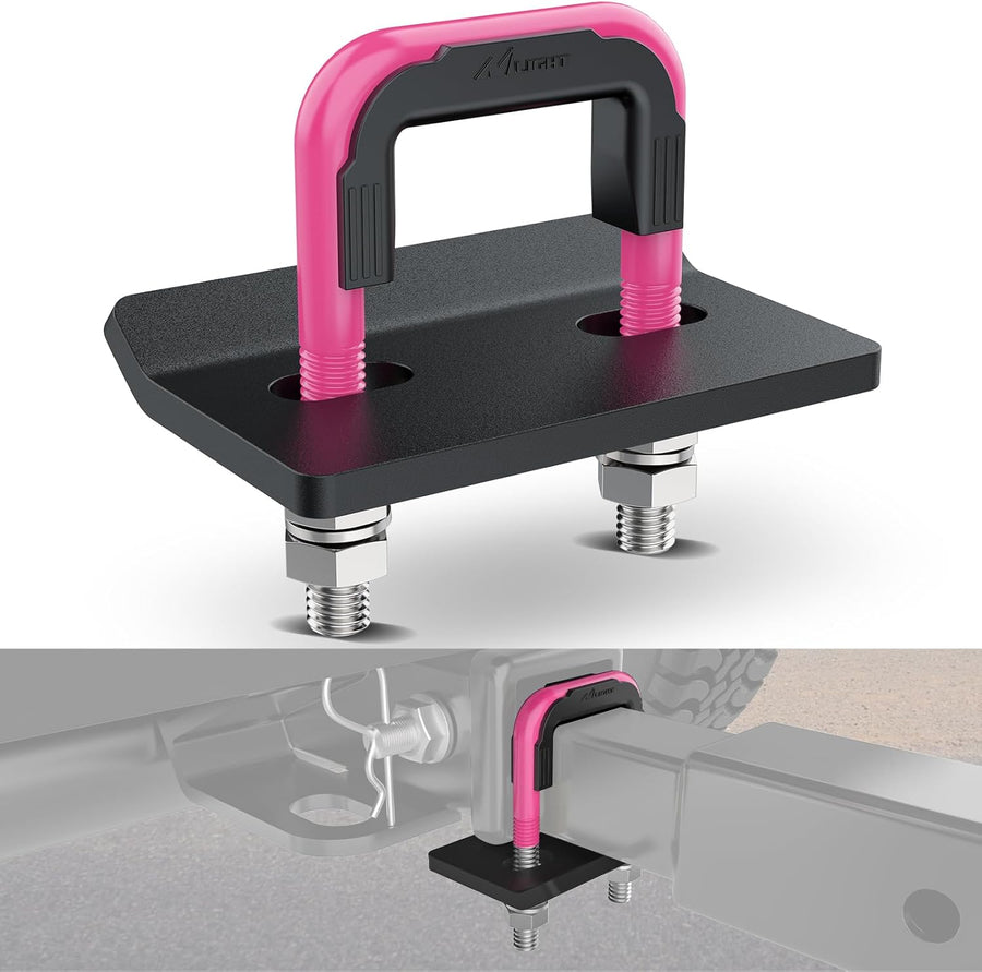 Nilight Trailer Hitch Tightener for 2 Inch Trailers Hitches Mount Anti Rattle Heavy Duty Steel with Rubber Cover Hot Pink U Bolt Matte Black Plate Electrophoresis Anti-Rust Triple Protective