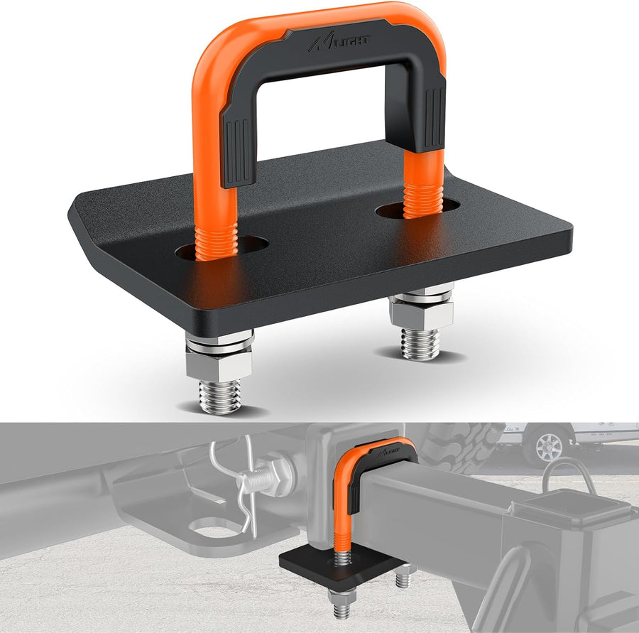 Nilight Trailer Hitch Tightener for 2 Inch Trailers Hitches Mount Anti Rattle Heavy Duty Steel with Rubber Cover Orange U Bolt Matte Black Plate Electrophoresis Anti-Rust Triple Protective