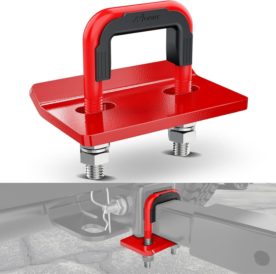 Nilight Trailer Hitch Tightener for 2 Inch Trailers Hitches Mount Anti Rattle Heavy Duty Steel with Rubber Cover Red U Bolt Glossy Coating Plate Electrophoresis Anti-Rust Triple Protective