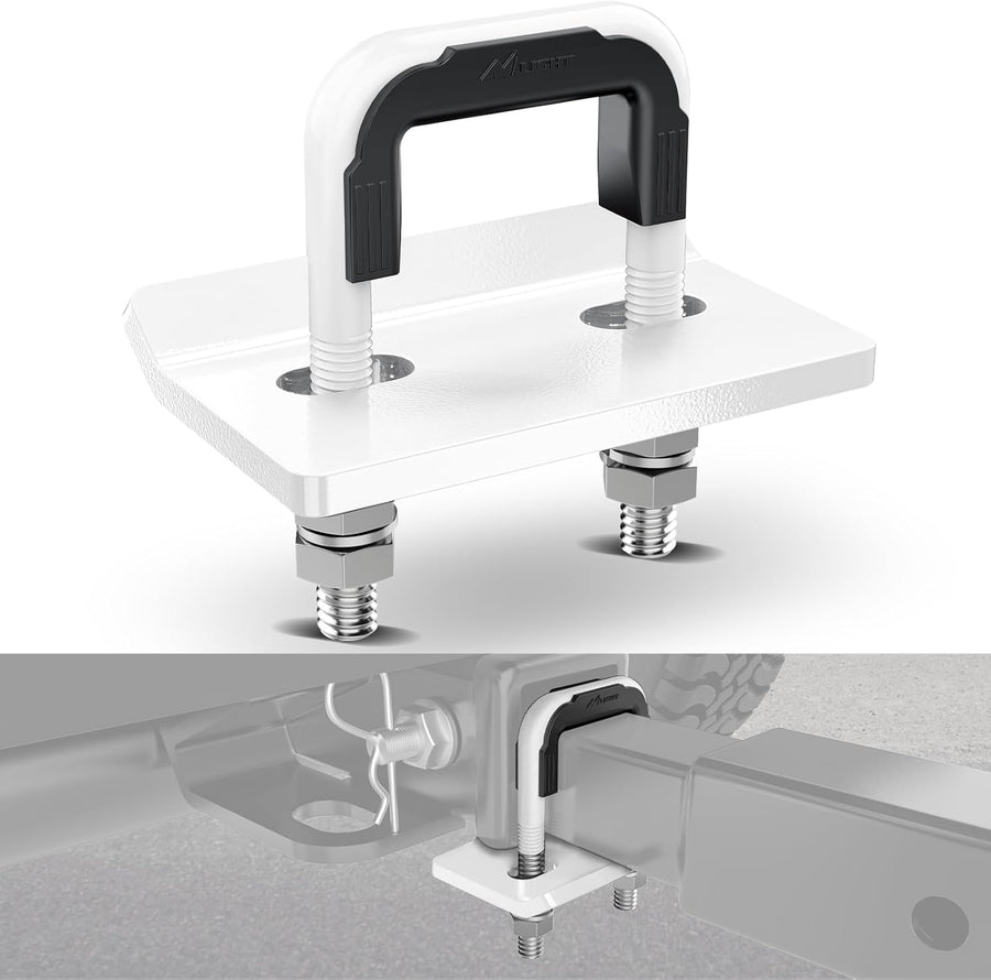 Nilight Trailer Hitch Tightener for 2 Inch Trailers Hitches Mount Anti Rattle Heavy Duty Steel with Rubber Cover White U Bolt Glossy Coating Plate Electrophoresis Anti-Rust Triple Protective