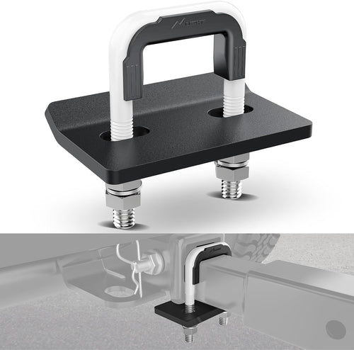 Nilight Trailer Hitch Tightener for 2 Inch Trailers Hitches Mount Anti Rattle Heavy Duty Steel with Rubber Cover White U Bolt Matte Black Plate Electrophoresis Anti-Rust Triple Protective