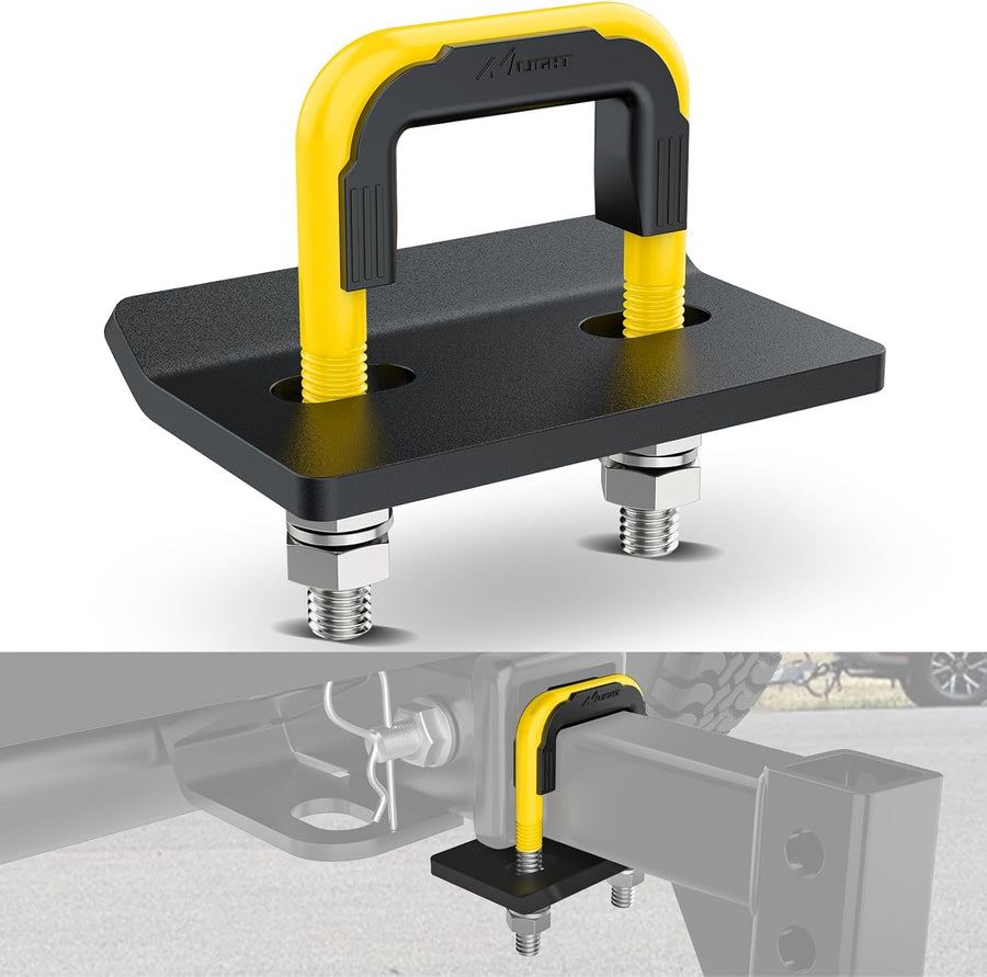 Nilight Trailer Hitch Tightener for 2 Inch Trailers Hitches Mount Anti Rattle Heavy Duty Steel with Rubber Cover Yellow U Bolt Matte Black Plate Electrophoresis Anti-Rust Triple Protective