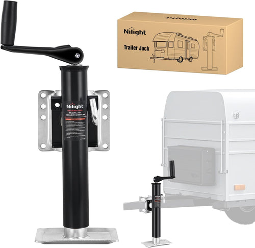 Nilight Trailer Jack 2000LBS Heavy Duty Swivel Bolt-On Trailer Jack 10 Inch Vertical Travel Alloy Steel Utility Trailers Tongue Jack Stand for RV Boat Horse Trailers Camper Utility Yacht Matt Black