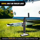 Nilight Trailer Jack 2000LBS Heavy Duty Swivel Bolt-On Trailer Jack 10 Inch Vertical Travel Alloy Steel Utility Trailers Tongue Jack Stand for RV Boat Horse Trailers Camper Utility Yacht Matt Black, view 2